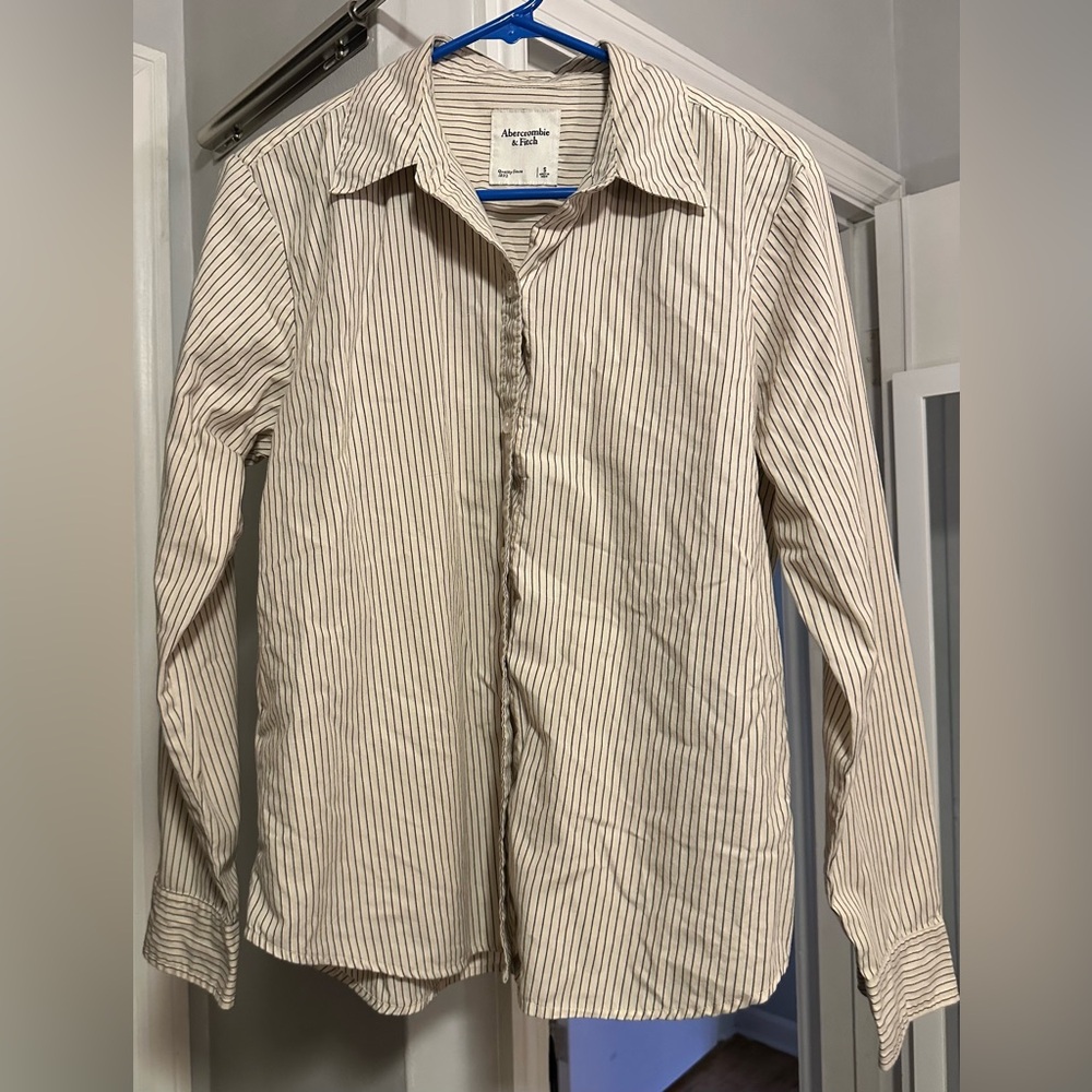 Abercrombie & Fitch Beige and Brown Striped Shirt